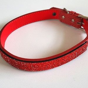 Dog Collar Bling Bling Red Crystals Size 18'-22' inches X-Lg.